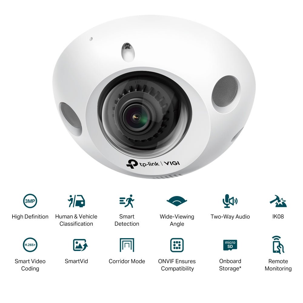 TP-Link VIGI C230I Mini 3MP IR Mini Dome Network Camera - ACE Peripherals