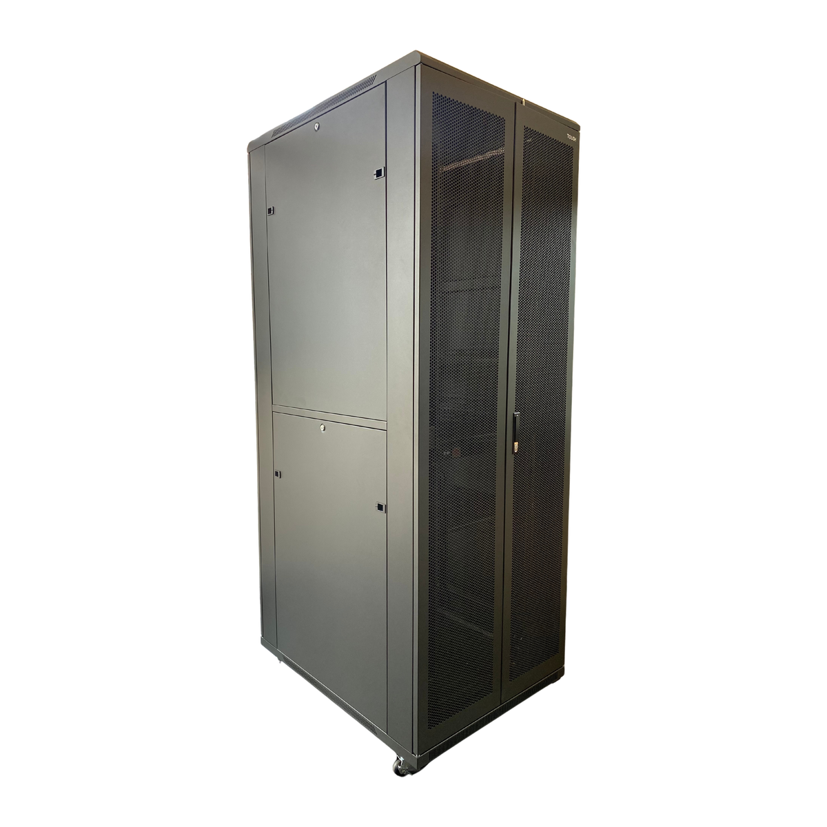 TOUGH 800 mm wide rack family with perforated front door, genuine brand-owner product photograph