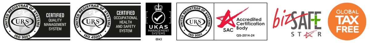 ACE Peripherals company logo and certifications