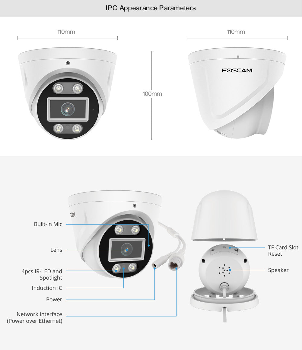 Foscam FN9108E-T4 8-Channel 5MP POE NVR Kits with Dome Cameras - ACE Peripherals