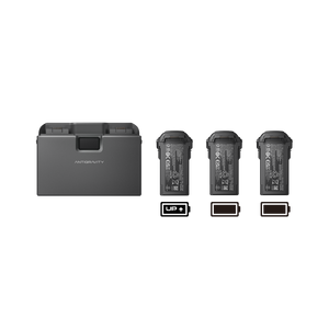 Antigravity A1 Action Power Kit with two standard batteries, one high-capacity battery and charging hub