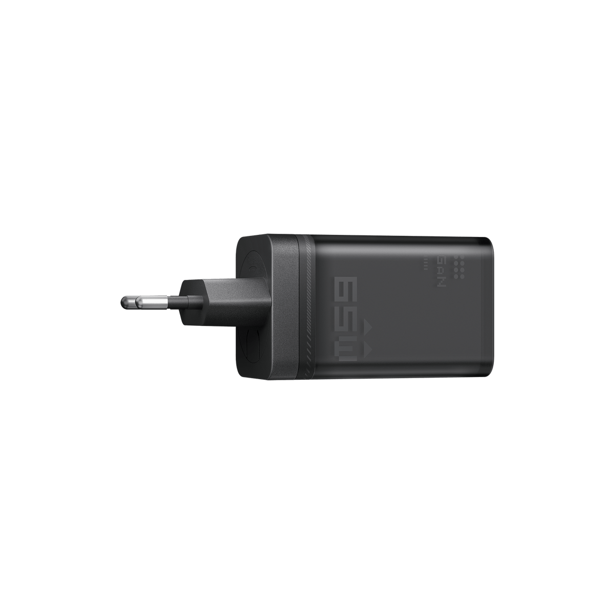 Antigravity 65W GaN charger side view with the European plug head
