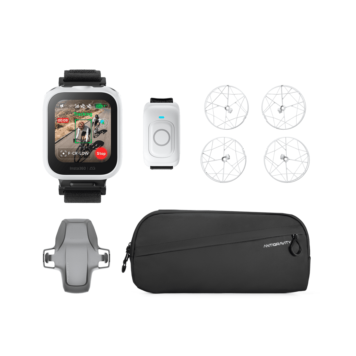Antigravity A1 Follow Me Accessory Kit with Watch Remote Ring Remote propeller guards Lens Guard and Crossbody Bag