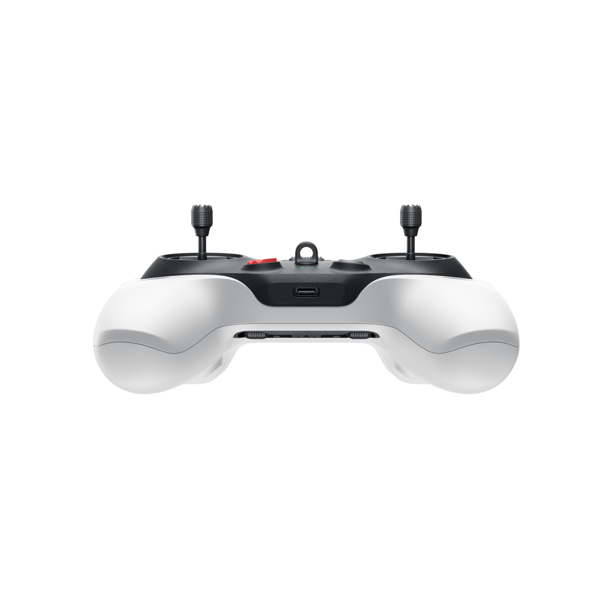 Antigravity A1 Remote Controller underside showing the USB-C port and stored control sticks