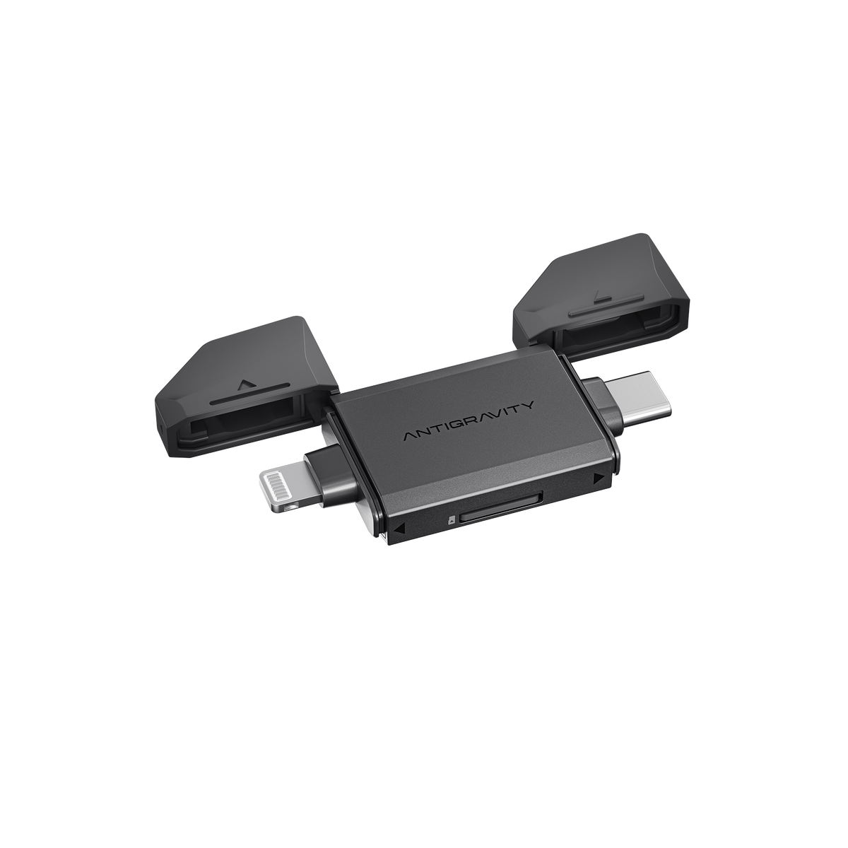 Antigravity Quick Reader with USB-C and Lightning connectors exposed