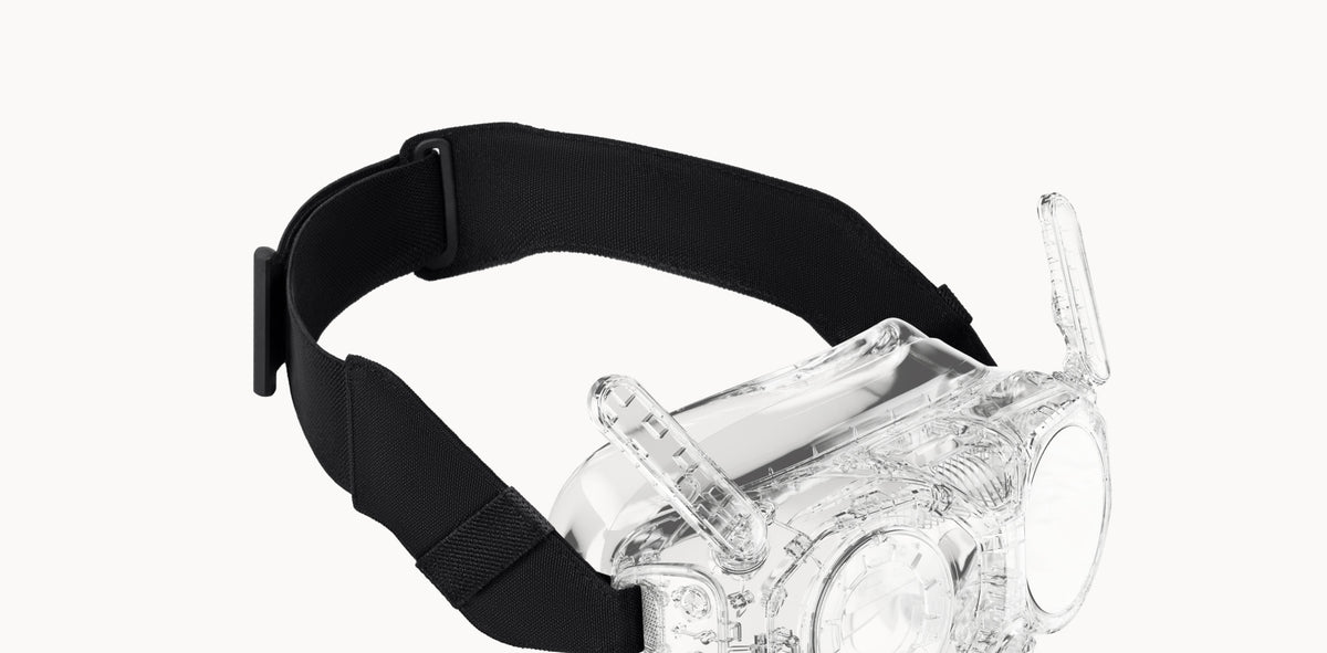 Manufacturer illustration of Vision Head Strap positioning on compatible goggles
