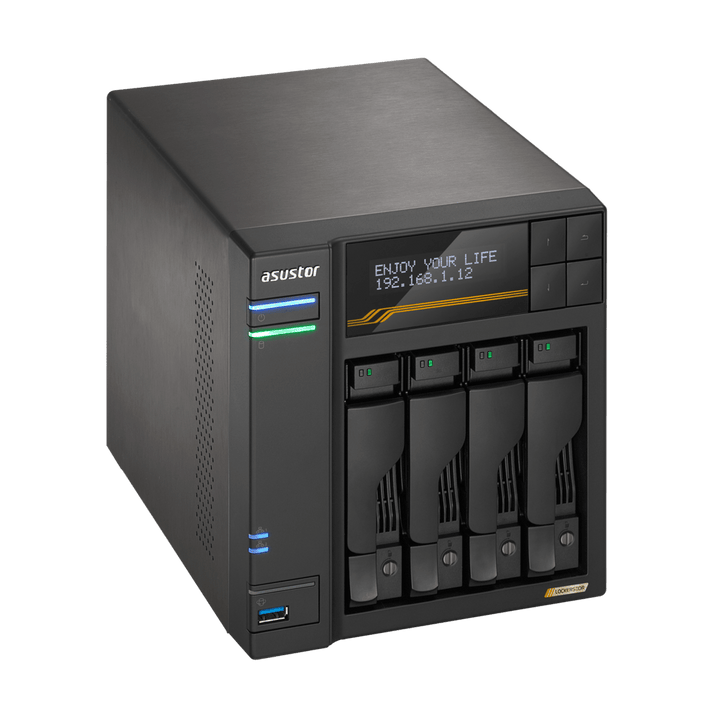 Asustor AS6804T LockerStor 4 Gen 3 Quad NVMe SSD Dual 10GbE 4 - Bay Tower NAS - ACE Peripherals