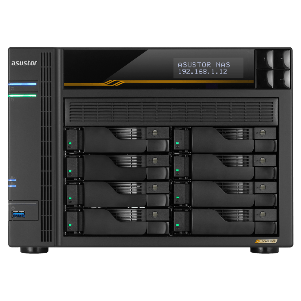 Asustor AS6808T LockerStor 8 Gen 3 Quad NVMe SSD Dual 10GbE 8 - Bay Tower NAS - ACE Peripherals