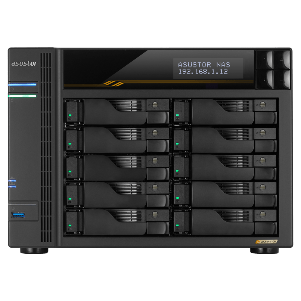 Asustor AS6810T LockerStor 10 Gen 3 Quad NVMe SSD Dual 10GbE 10 - Bay Tower NAS - ACE Peripherals