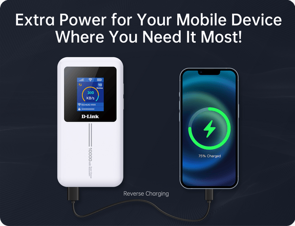 D-Link DWR-940M 4G LTE Wi-Fi 6 Router with 10000mAh Battery