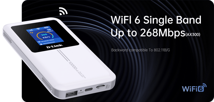 D-Link DWR-940M 4G LTE Wi-Fi 6 Router with 10000mAh Battery