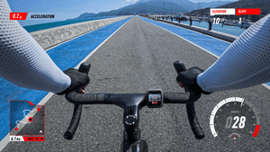 Cycling footage with an activity data overlay