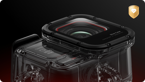 Insta360 Ace Pro 2 Dive Case close-up of the square-lens camera fit, camera sold separately