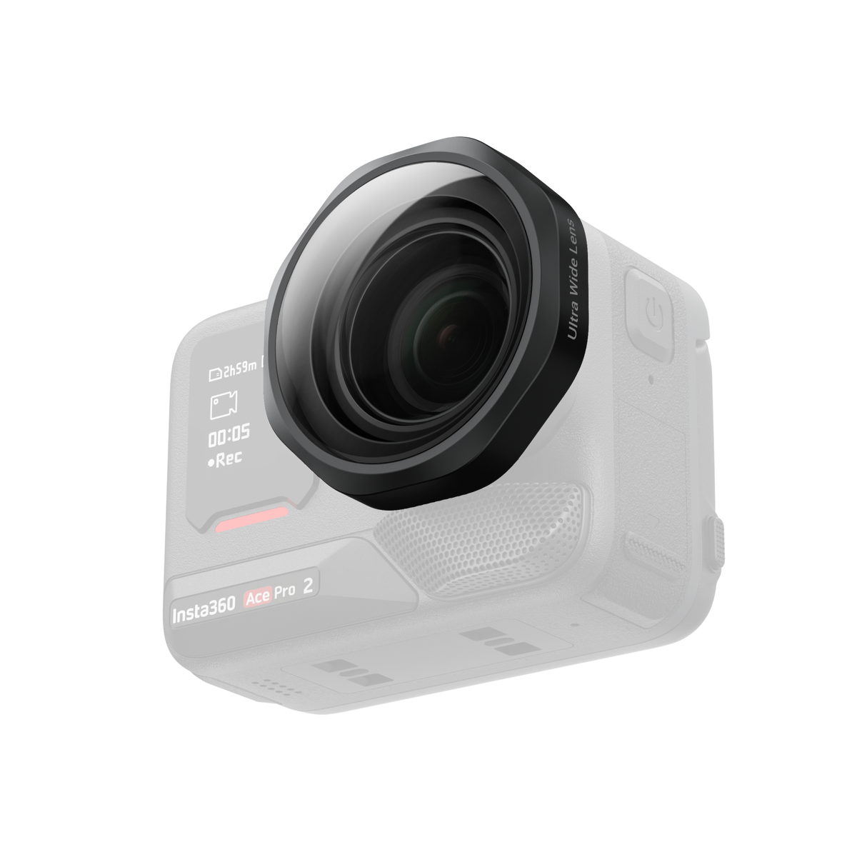 Insta360 Ace Pro 2 Ultra Wide Lens ultra Wide Lens fitted to an illustrative Ace Pro 2, camera sold separately
