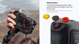 Insta360 Ace Pro 2 Xplorer Grip Pro Kit shutter button and handheld control illustration