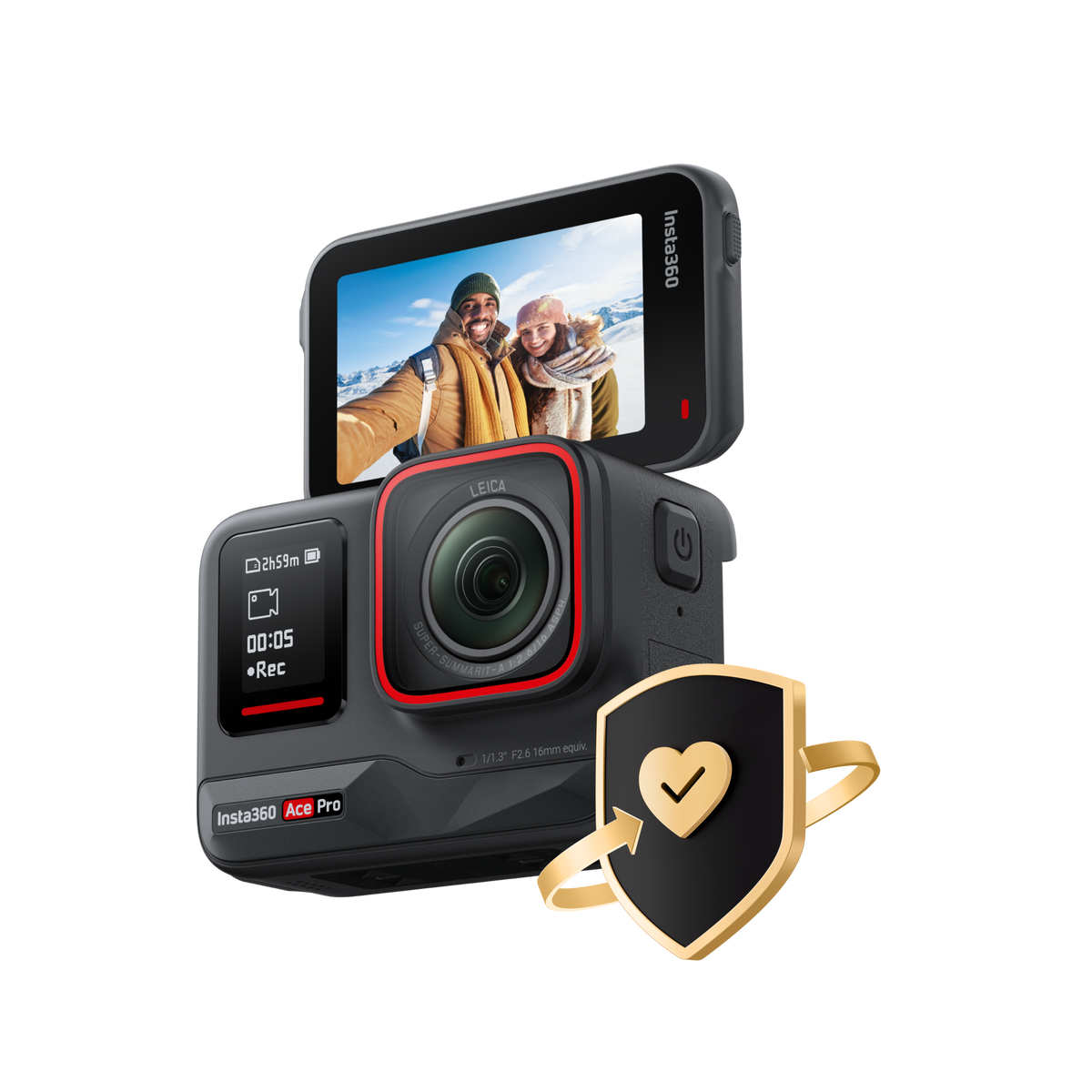 Manufacturer FlexiCare artwork with a separate illustrative black Ace Pro 2 camera
