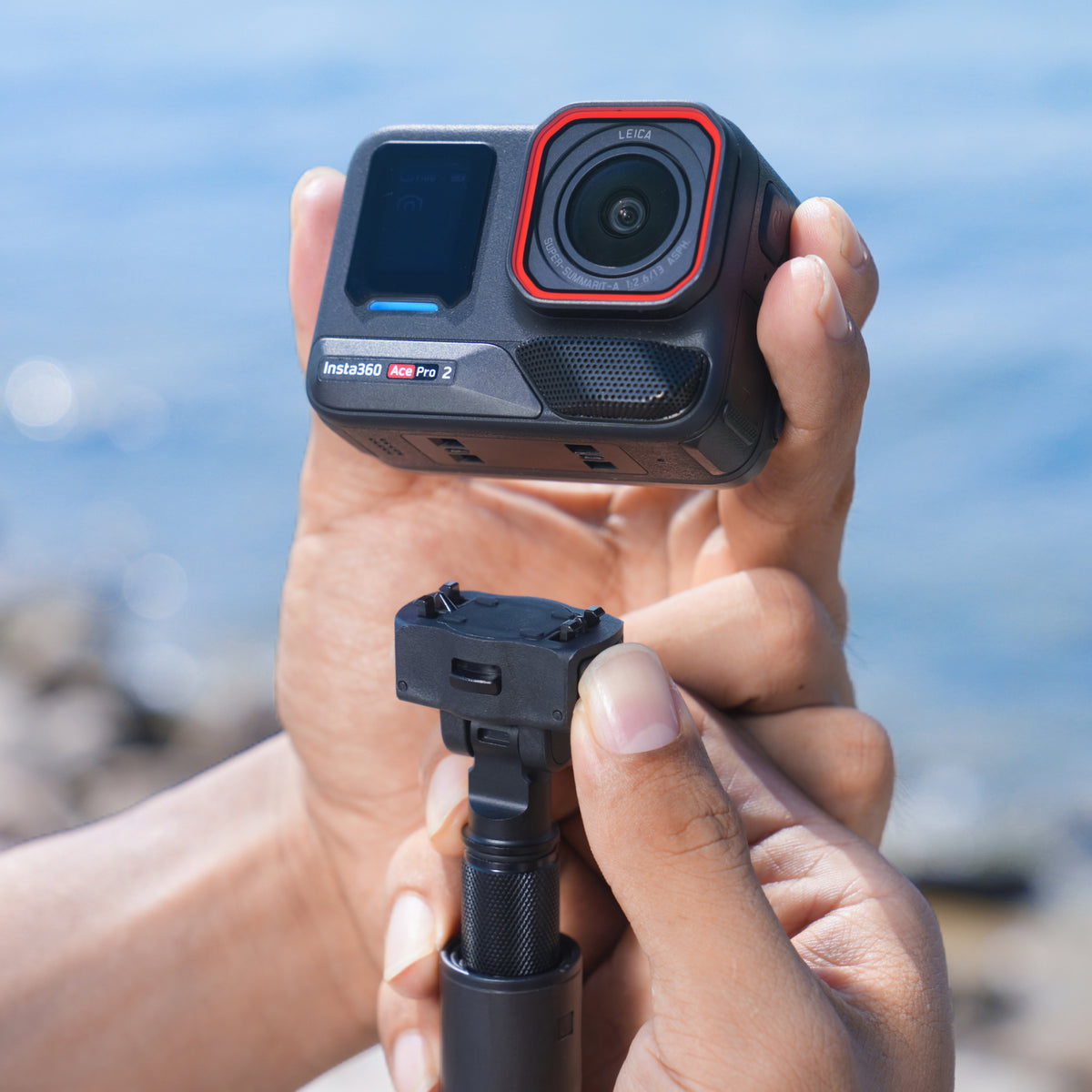 Camera attachment and release shown with separate equipment