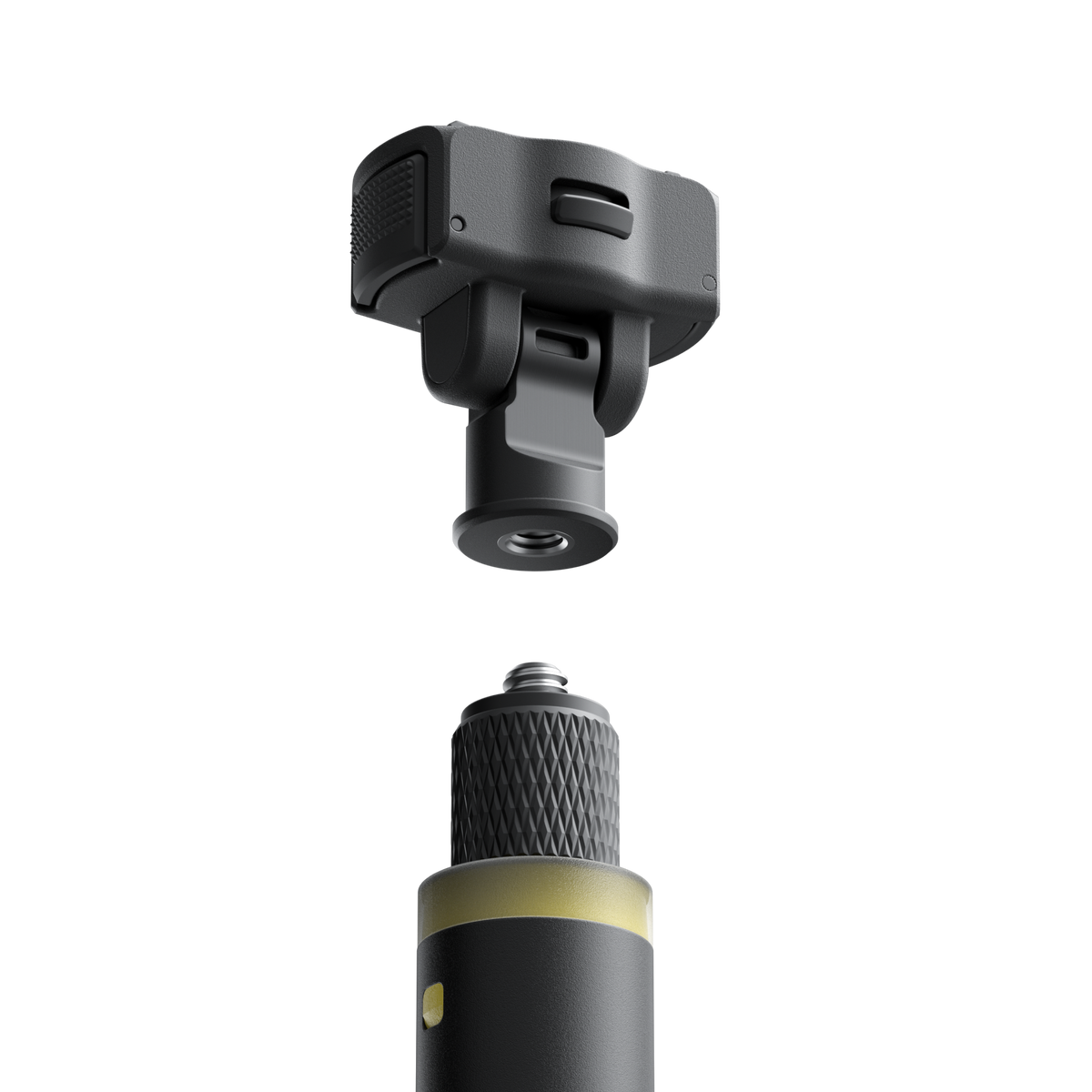Adapter aligned above a separate illustrative threaded camera support