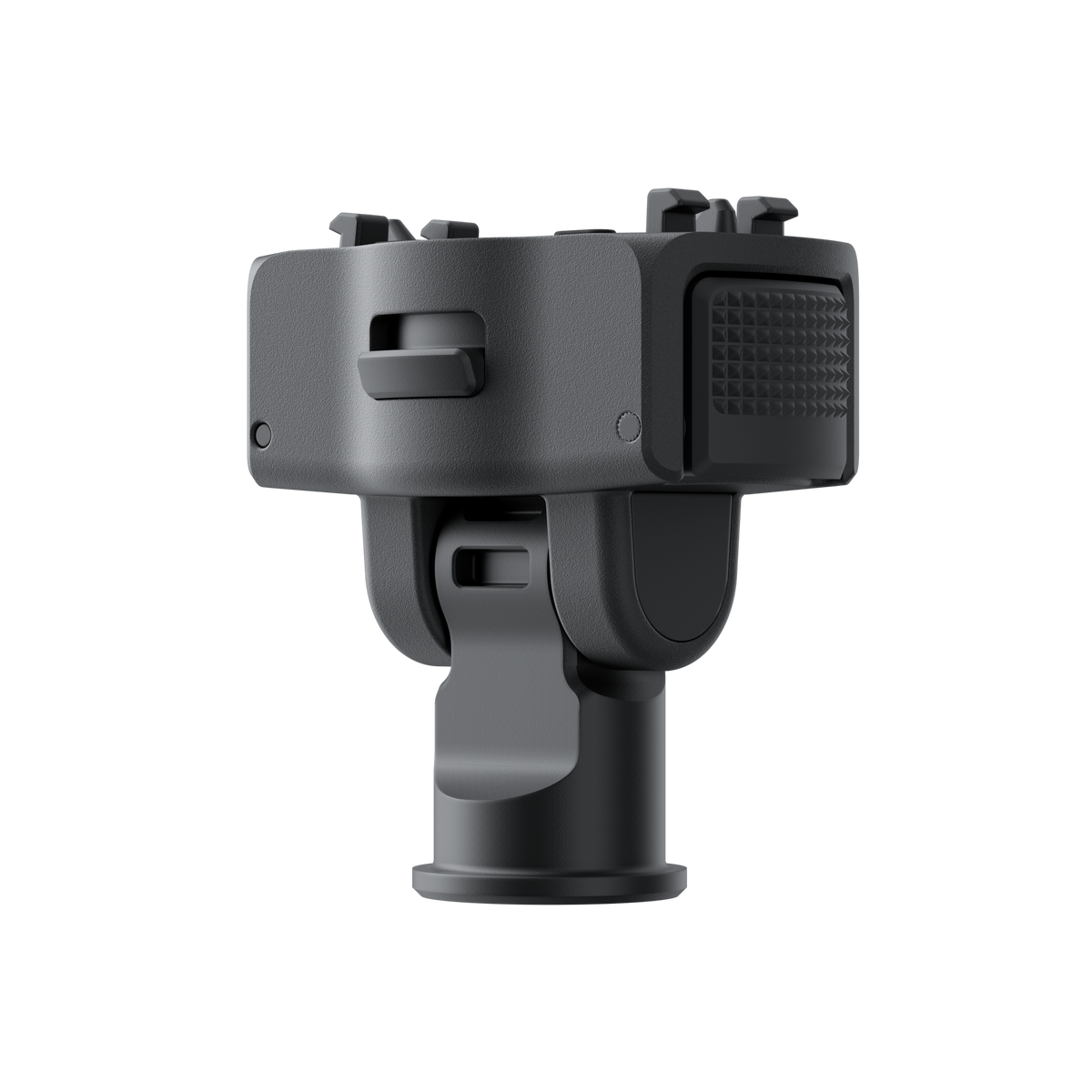 Angled view of the compact quick-release adapter