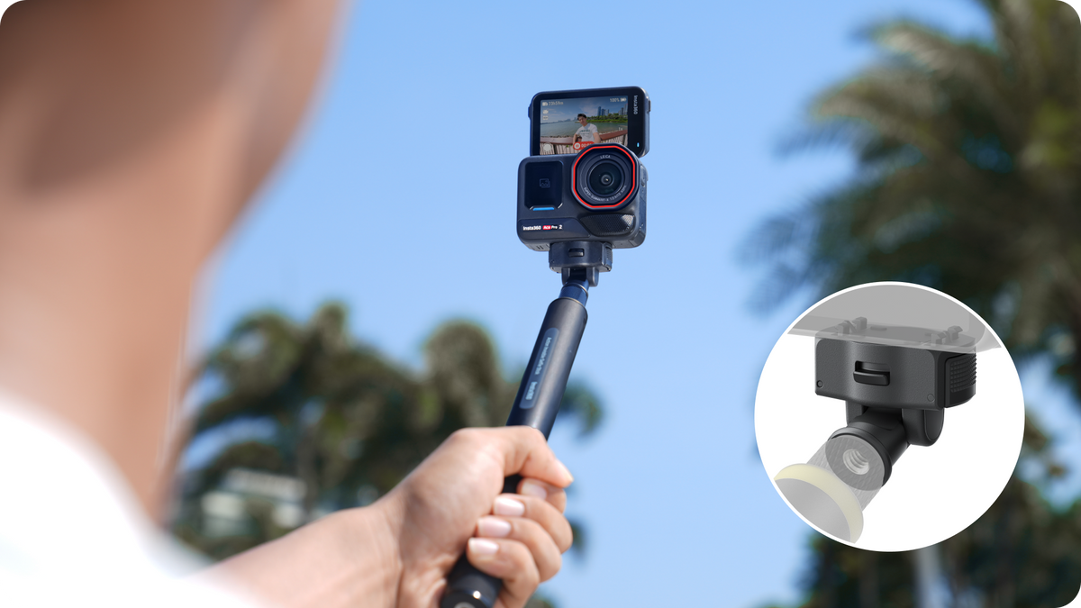 Manufacturer example of the quick-release adapter on a handheld camera support