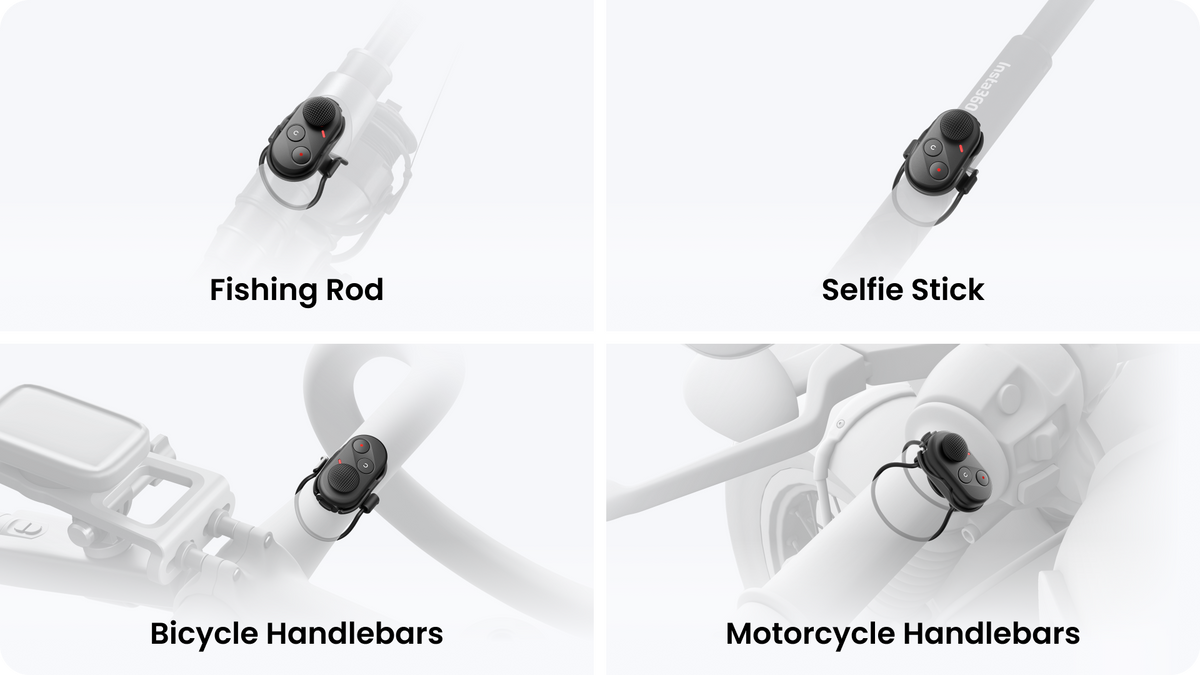 Base and straps shown on illustrative rods handlebars and camera supports