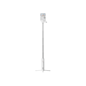 White Mini 2-in-1 Tripod 2.0 extended with illustrative camera