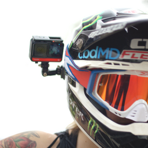 Insta360 Helmet Mount Kit official product view 2; camera and other illustrated equipment sold separately
