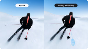 Insta360 Ski Pole Mount manufacturer use and feature illustration 4; camera, ski pole and selfie stick shown separately