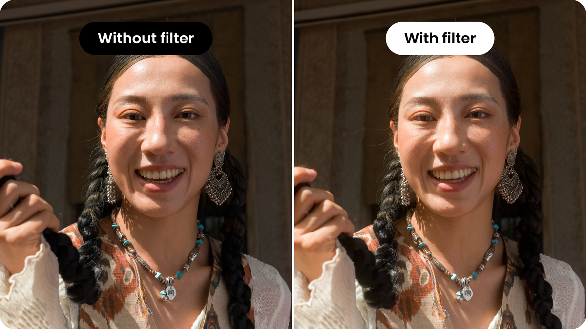 Manufacturer comparison of the image with and without the diffusion filter