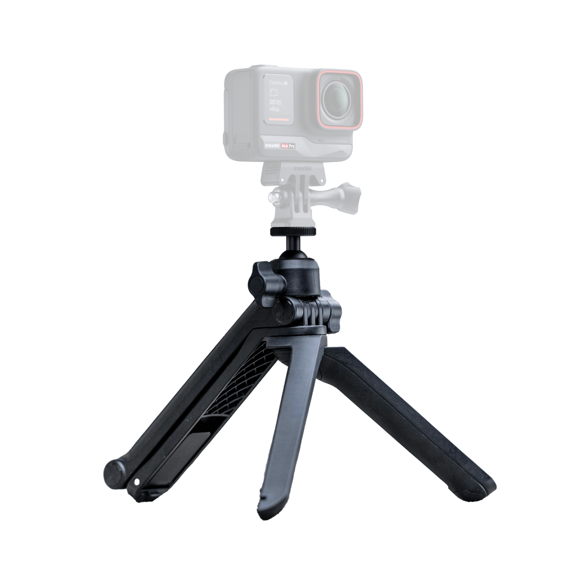 Compact tabletop tripod arrangement with a separate illustrative camera