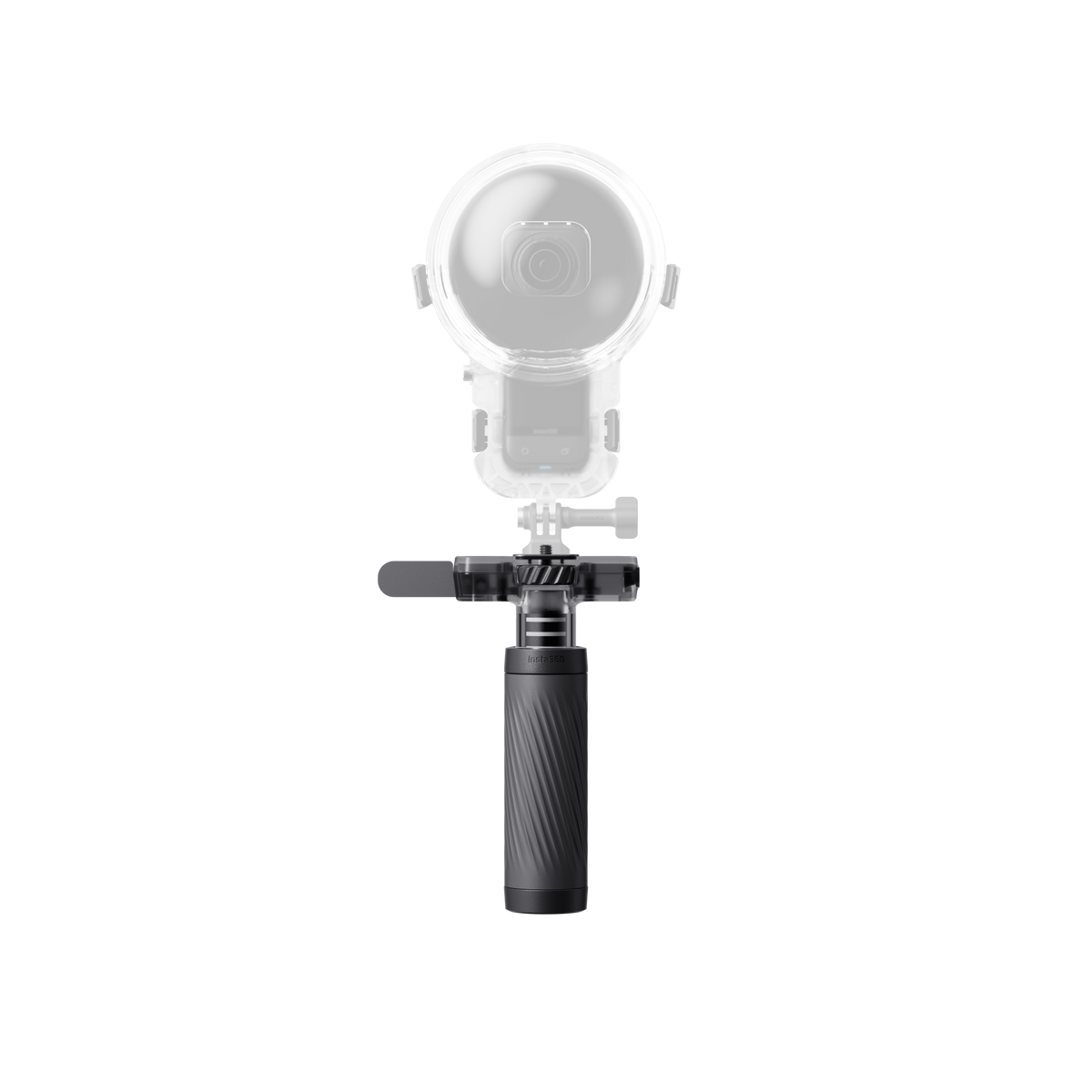 Insta360 Dive Buddy upright support with an illustrative dive case and camera, case and camera sold separately