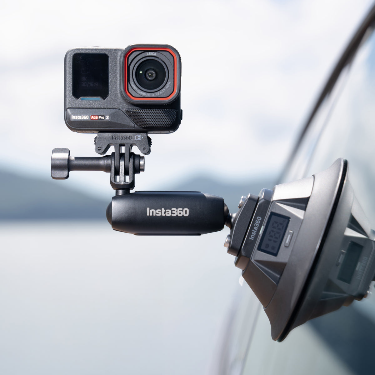 Insta360 Electric Suction Cup Mount direct action-camera mounting on a vehicle surface, camera sold separately