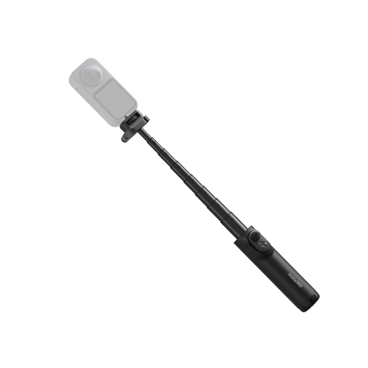 Insta360 Foldable Selfie Stick Remote Kit Extended Edition extended handheld camera arrangement with an illustrative camera