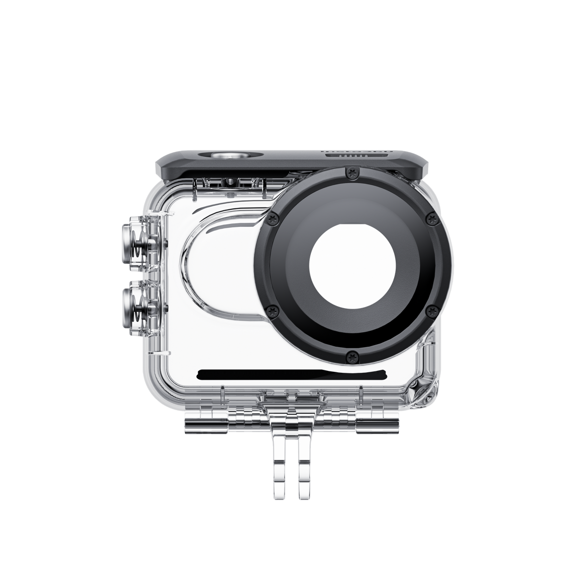 Insta360 GO 3/GO 3S Dive Case front view of the empty underwater housing