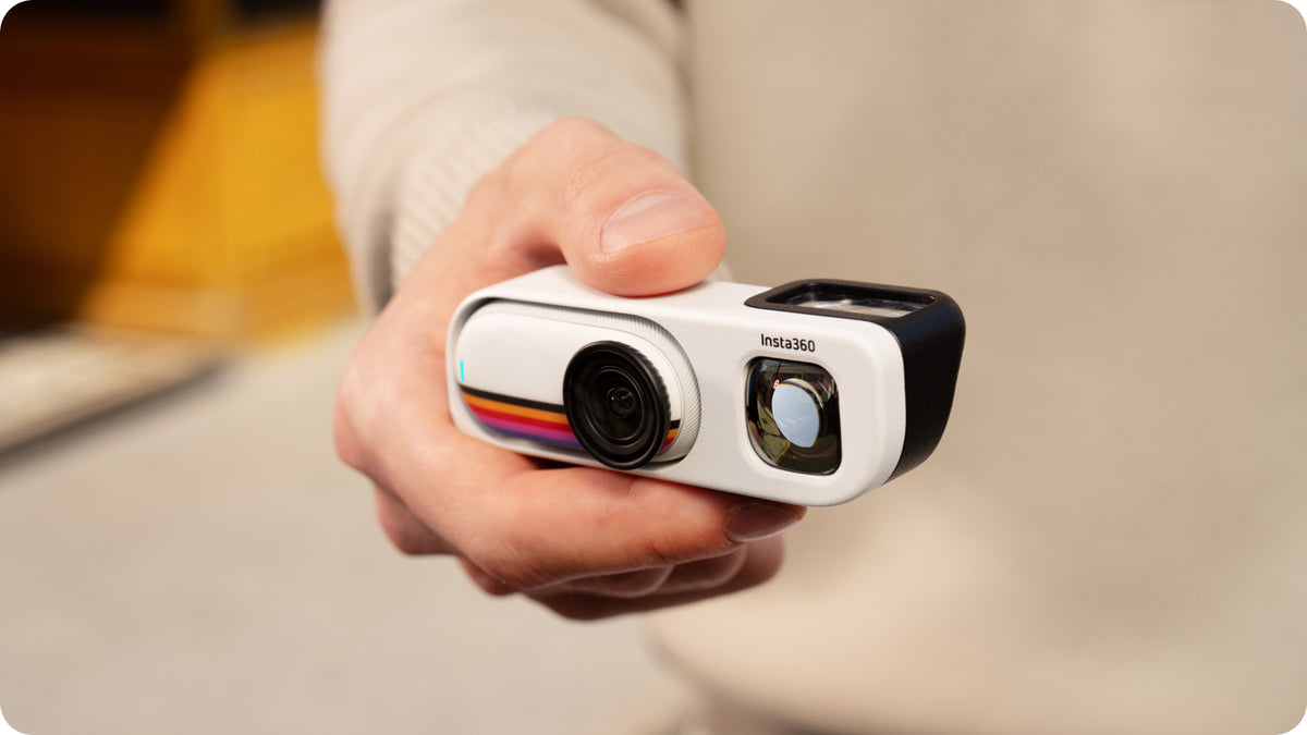 Insta360 GO 3S Retro Viewfinder manufacturer handheld recording example, camera sold separately