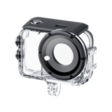 Insta360 GO Ultra Dive Case angled view of the empty housing and glass window