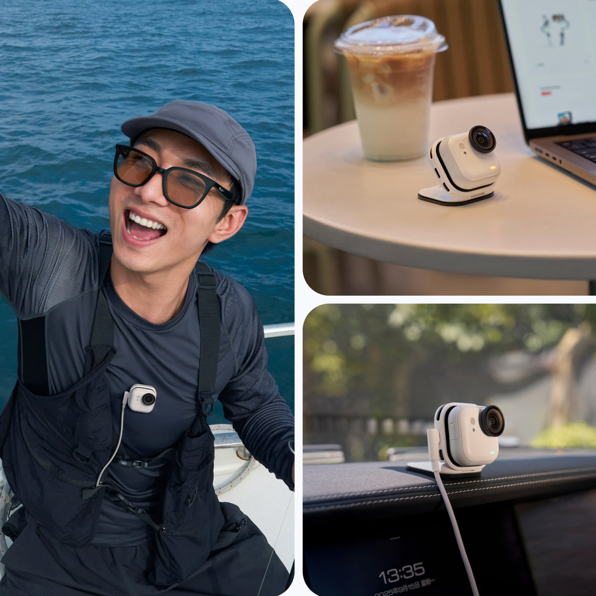 Insta360 GO Ultra FOMO Flexi Mount manufacturer examples of externally powered and supported recording positions