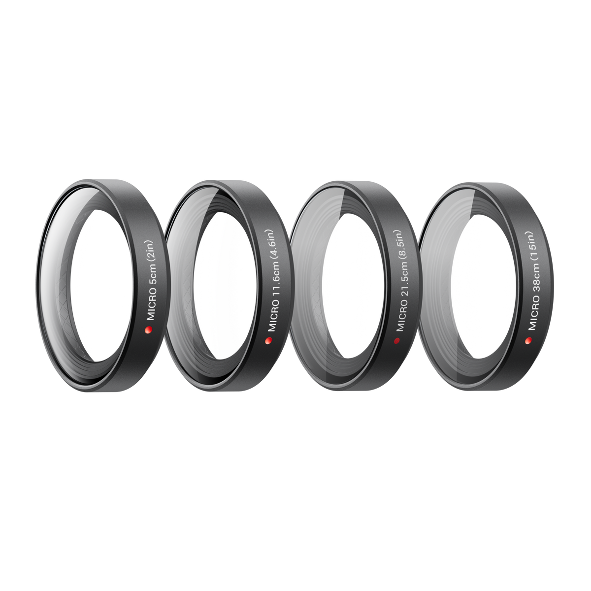 Insta360 GO Ultra Micro Lens Kit the four marked lenses together
