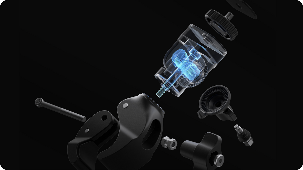 Insta360 Heavy Duty Clamp manufacturer illustration of the clamp structure without a ball joint