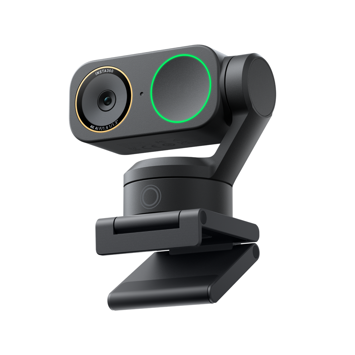 Insta360 Link 2 Pro Graphite Black webcam on its magnetic mount