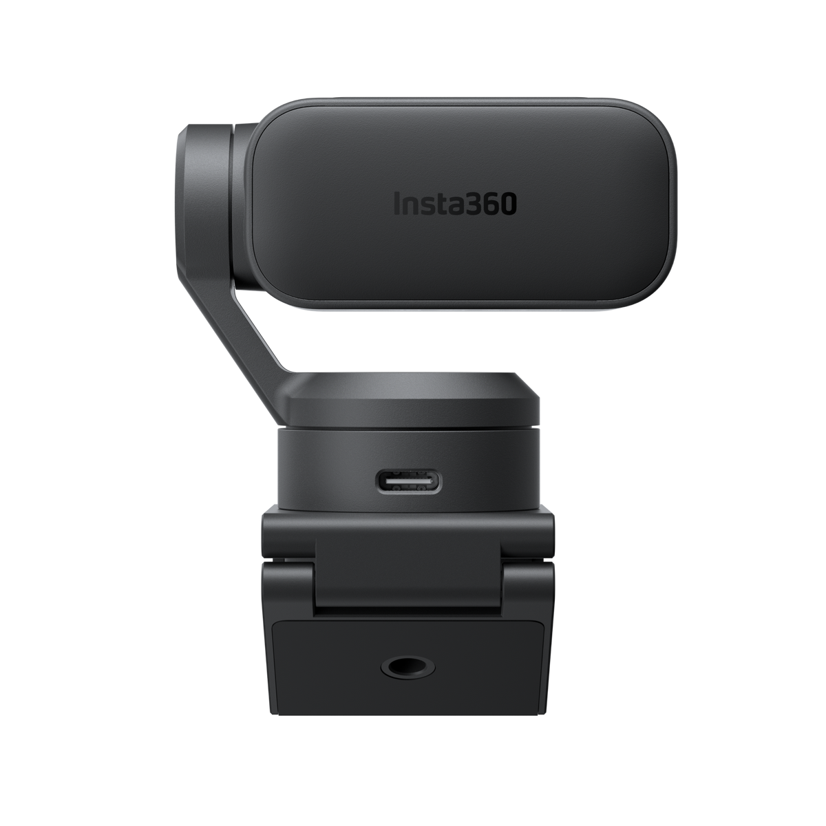 Insta360 Link 2 Pro Graphite Black rear view showing USB-C connection