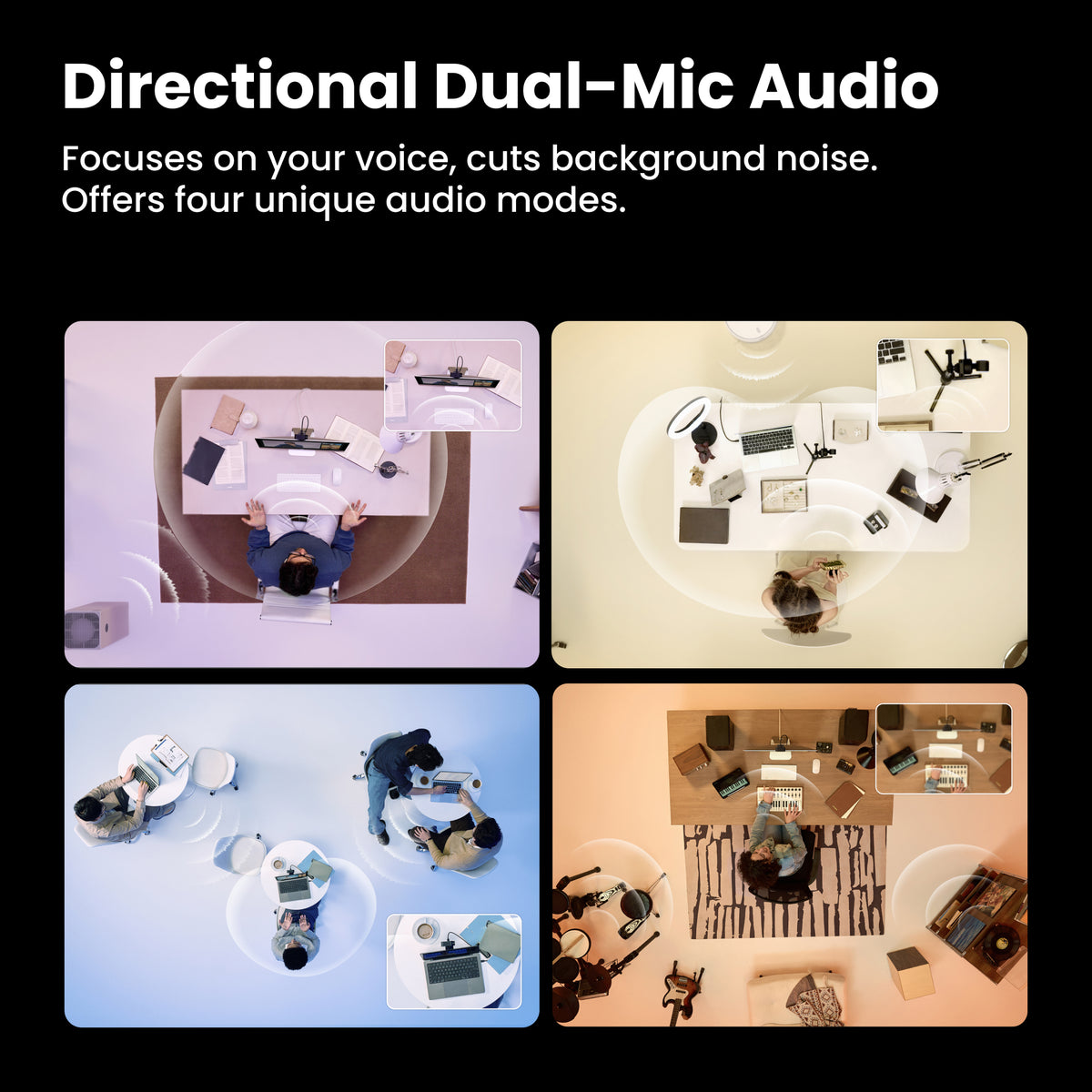 Official Link 2 Pro directional dual-microphone audio mode illustration