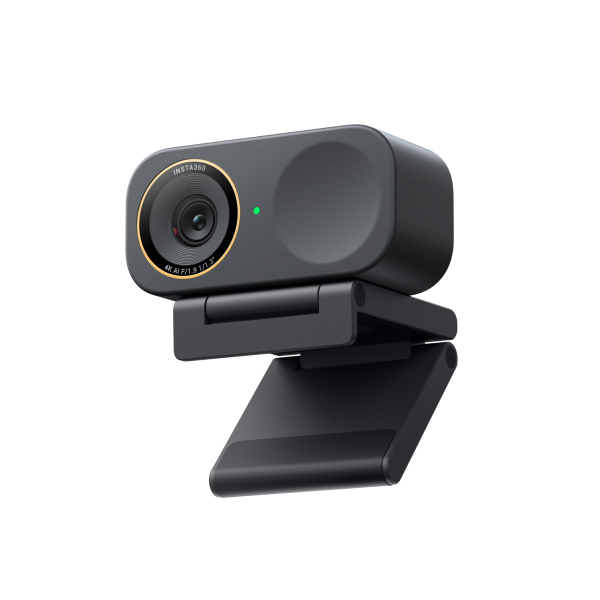 Insta360 Link 2C Pro Graphite Black webcam on its magnetic mount