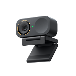 Insta360 Link 2C Pro Graphite Black webcam on its magnetic mount