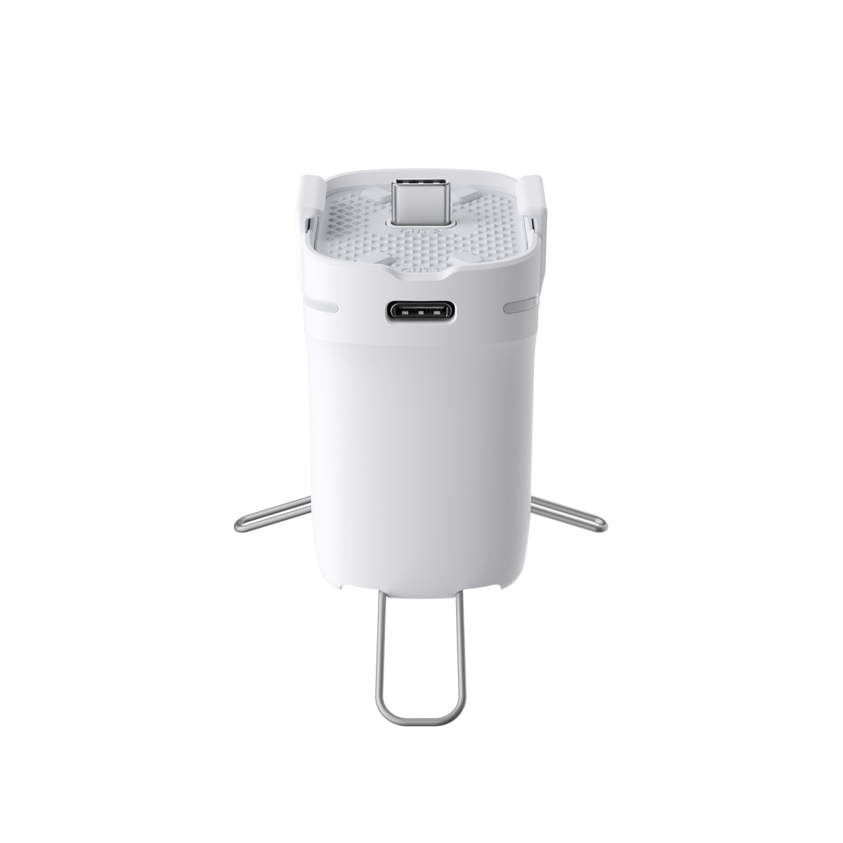 Insta360 Luna Series Battery Handle White rear view with tripod legs deployed