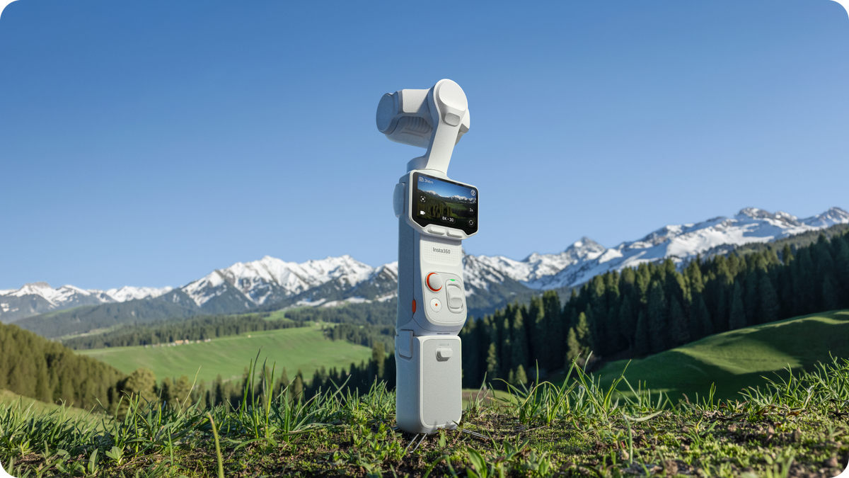 Insta360 Luna Series Battery Handle manufacturer mountain recording example with a separate Luna camera