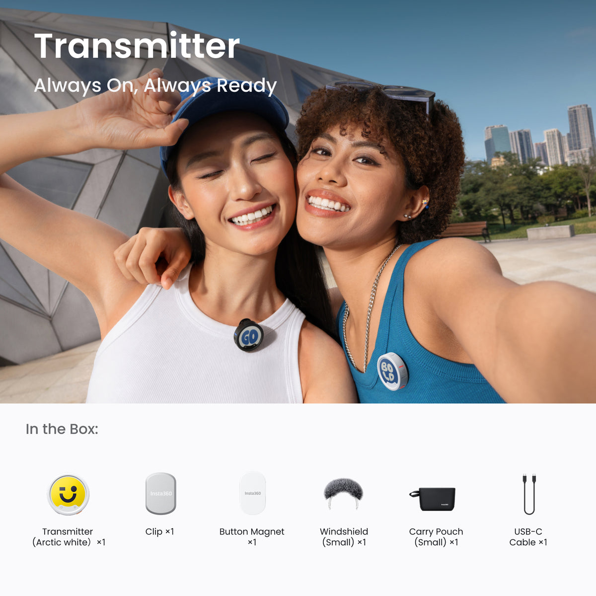 Insta360 Mic Pro Transmitter (Arctic White) official feature or package view