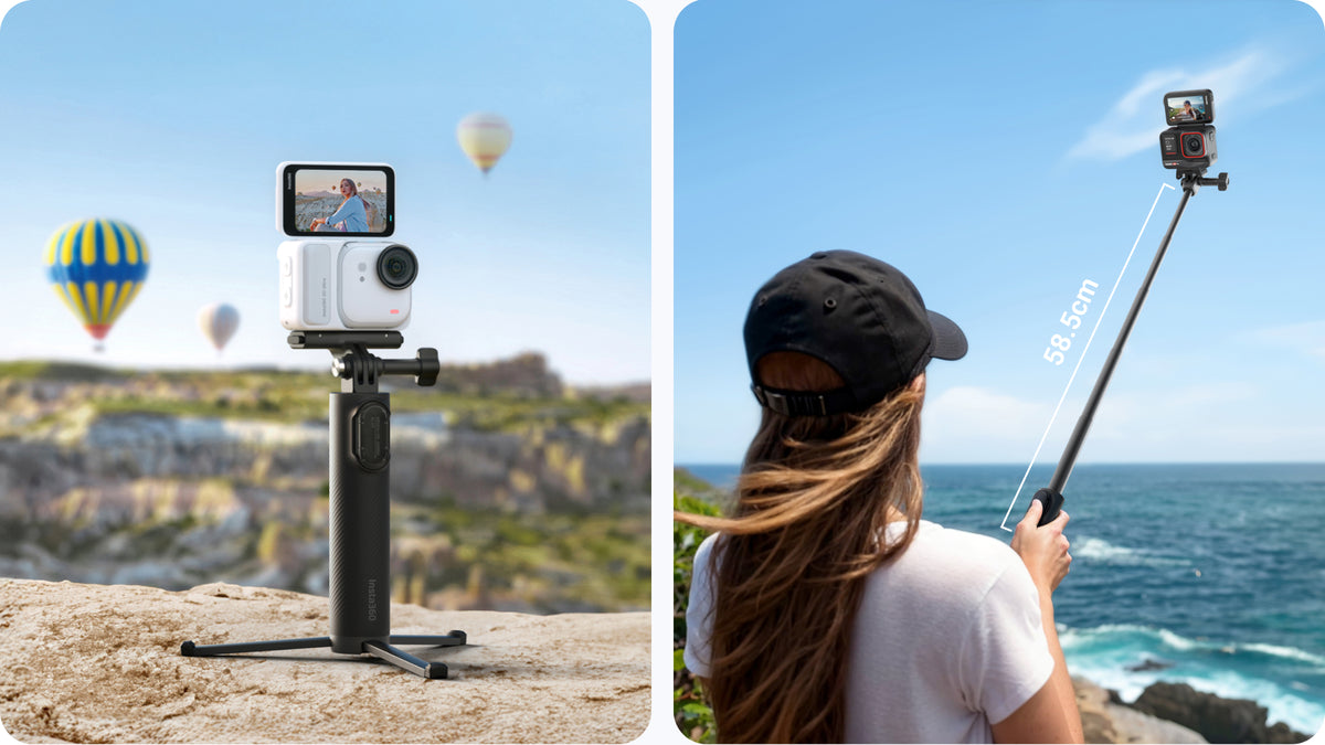Insta360 Mini 2-in-1 Tripod 2.0 manufacturer examples of tripod and handheld selfie-stick use