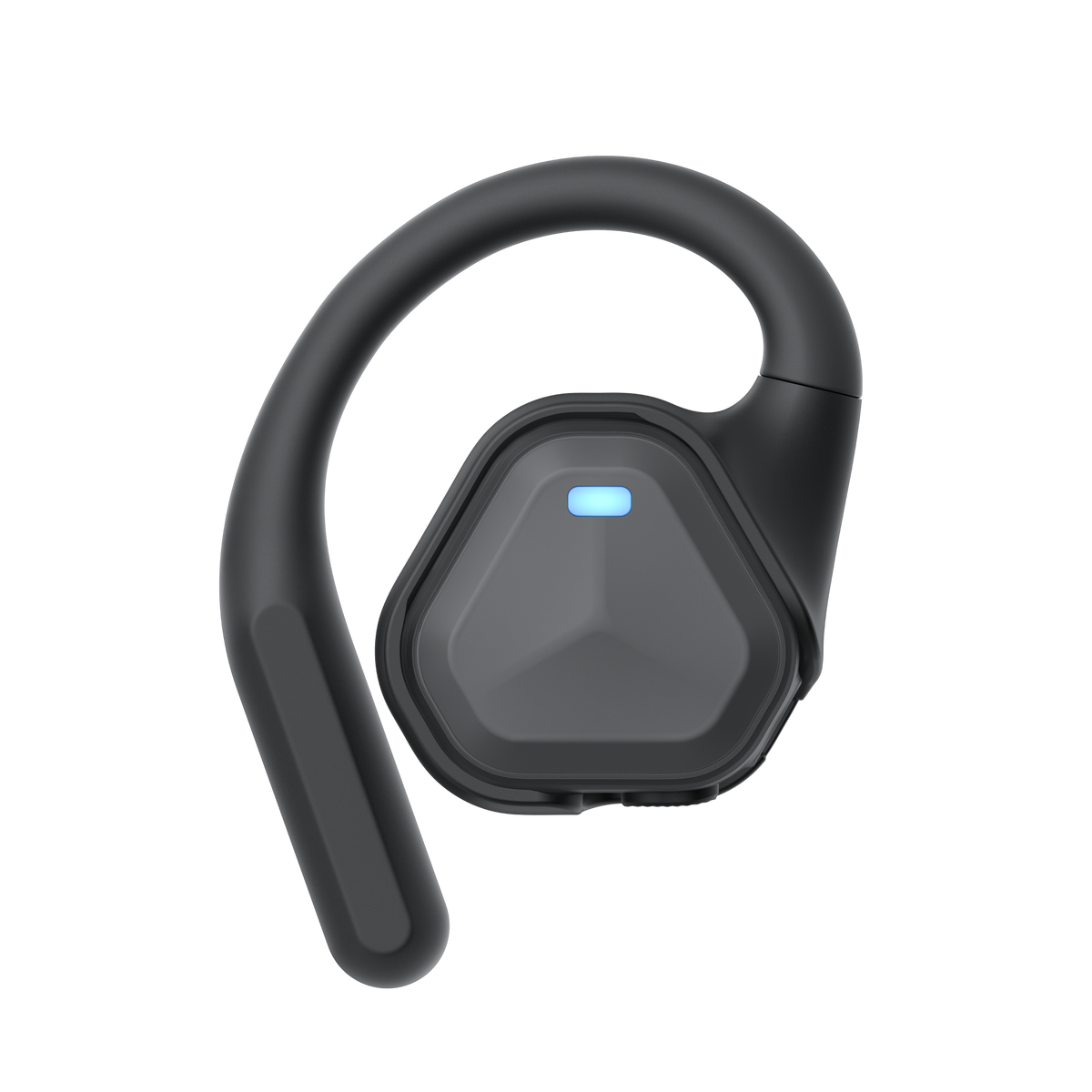 Insta360 POV Head Tracker tracker seated in the curved right-ear mount