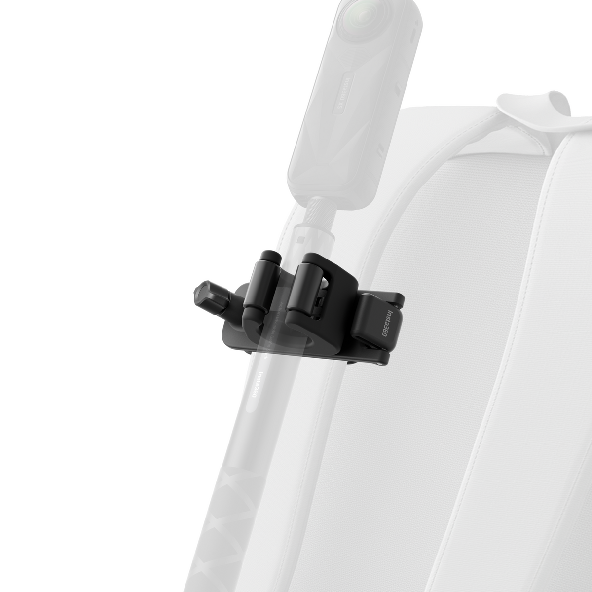 Insta360 Selfie Stick Holster holster fitted to an illustrative backpack and selfie stick, both sold separately